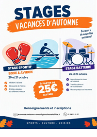 Stages à l'espace jeunesse : boxe, aviron, batterie